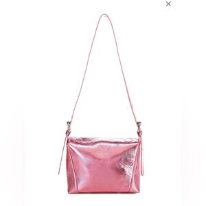 Free People Sabi Metallic‎ Leather Crossbody Bag Sangria Sunrise NWT